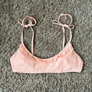 aerie seersucker gingham ruffle scoop top